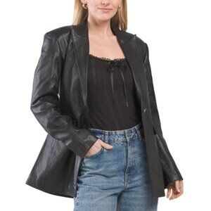BOD & CHRISTENSEN Black Genuine Leather Blazer